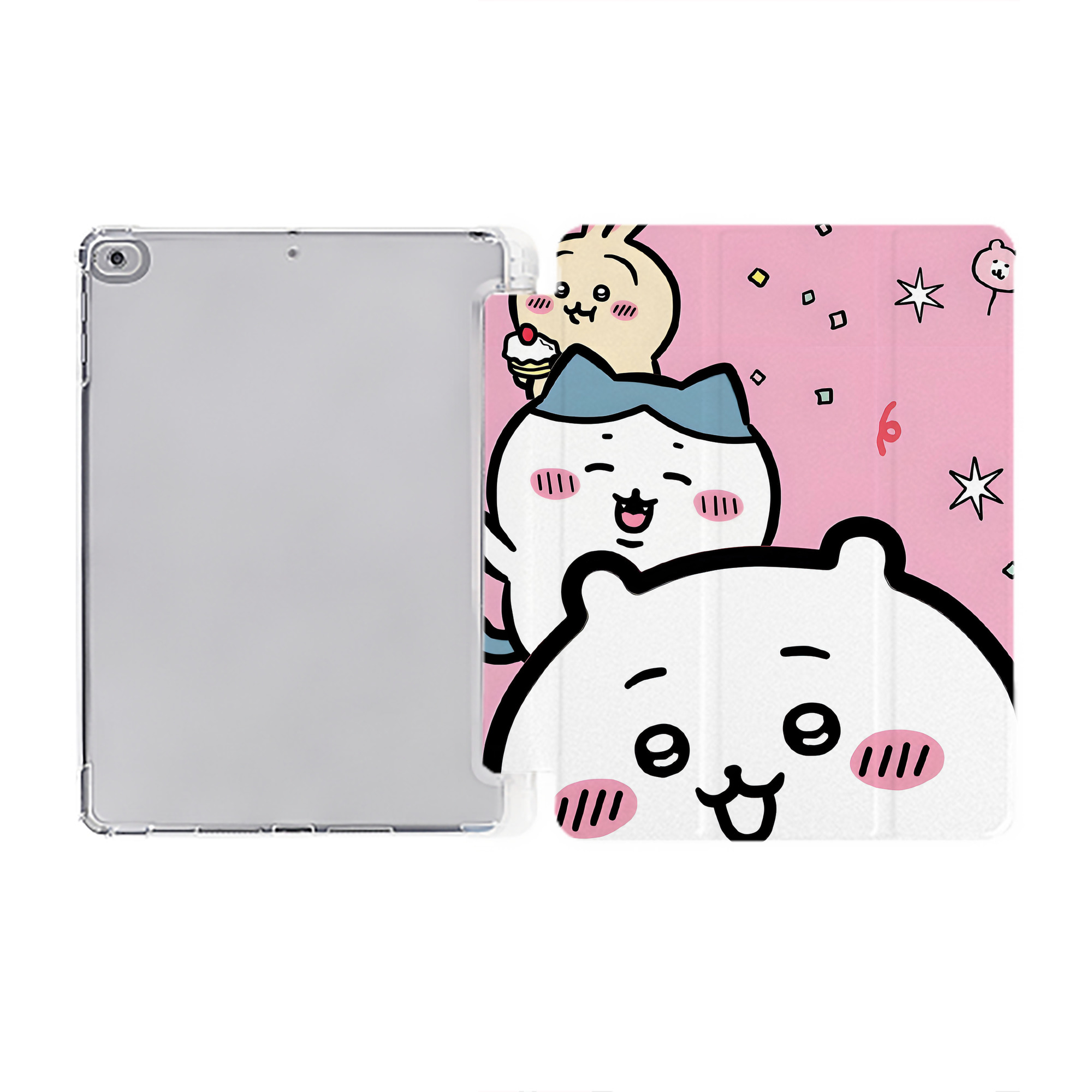 （画像用） ちいかわ Chii-kawa IPad ケース ペン収納付き 三つ折りスタンド PUレザー×シリコン 対応機種9.5/10.5/10.9インチ